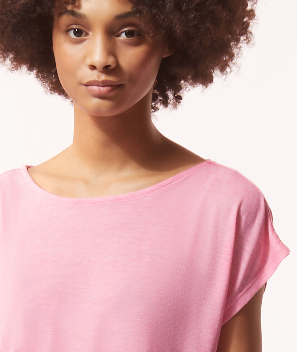 Luźny t-shirt fuksja.