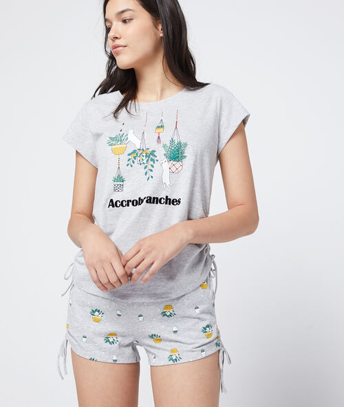 Wzorzyste szorty z organicznej bawełny szary.