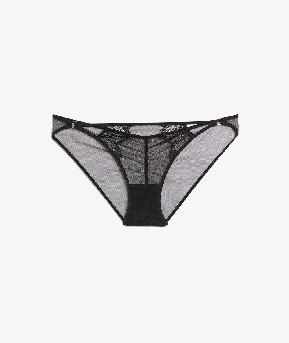 Majtki typu bikini z tiulu czarny.