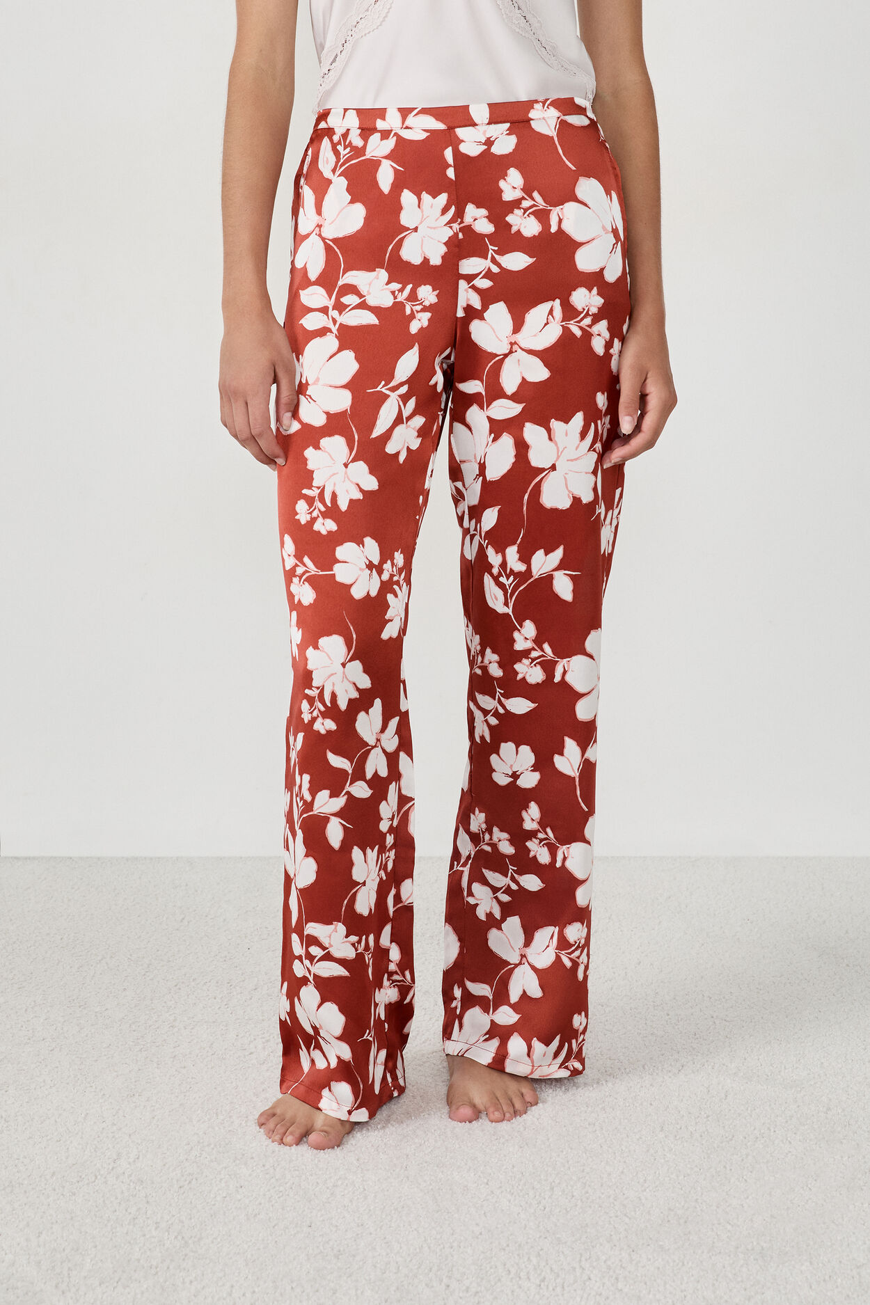Pantalon de pyjama satiné à imprimés