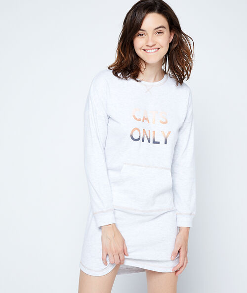 Koszula nocna z napisem 'cats only' szary.