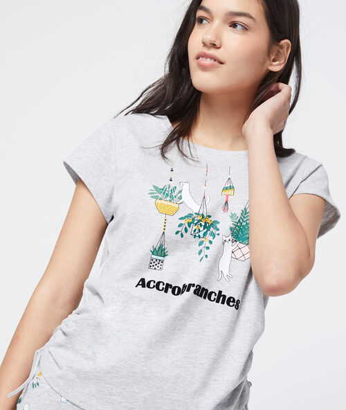 T-shirt z bawełny organicznej z nadrukiem 'accrobranches' ecru.