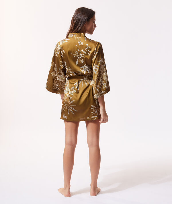 Satynowe kimono z kwiatowym nadrukiem Satynowe kimono z kwiatowym nadrukiem;${refinementColor}