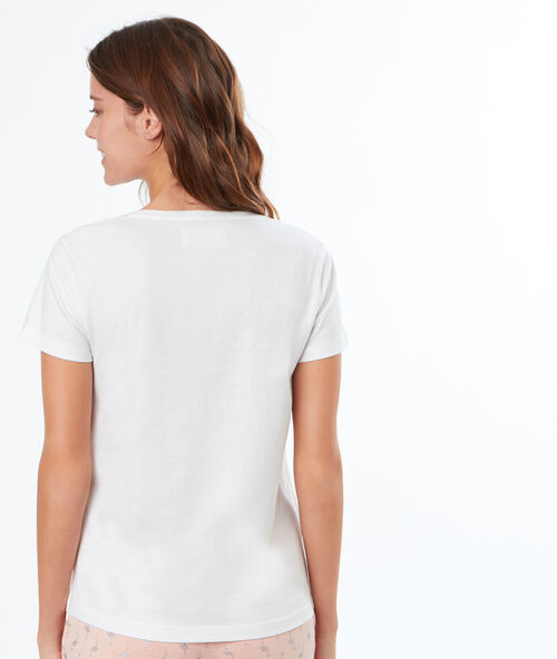 T-shirt z haftowanym napisem blanc.
