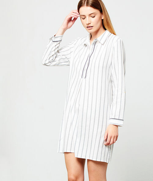 Koszulka nocna w paski jasnoszary.