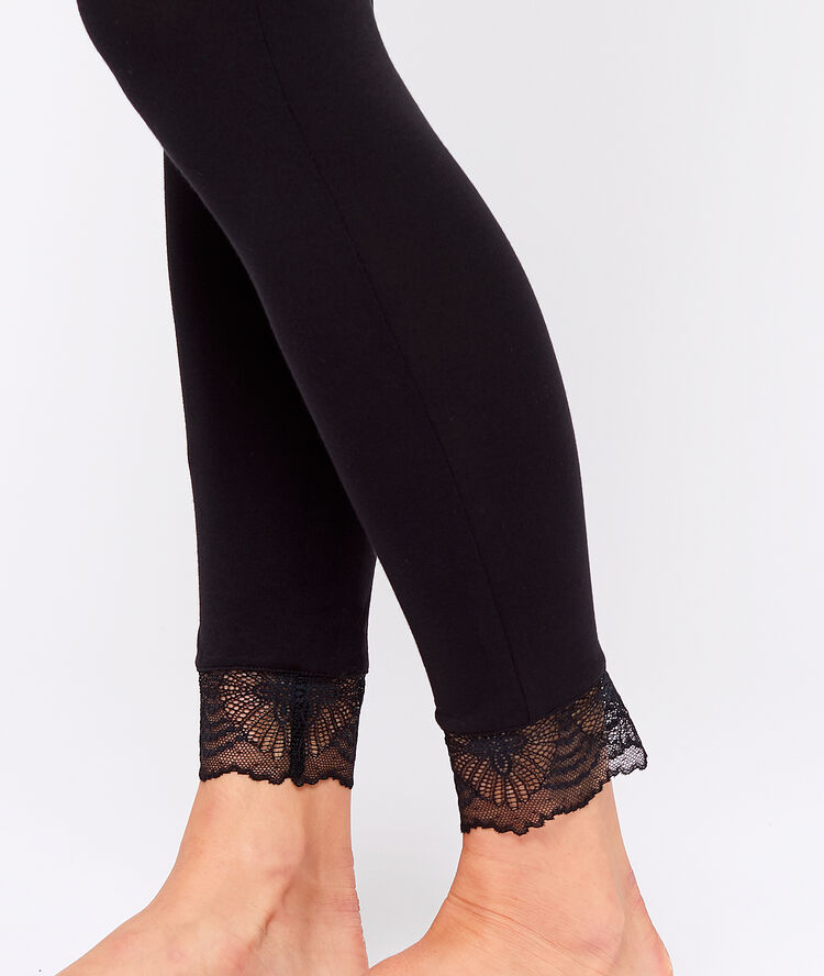 Legginsy ozdobione koronką czarny.