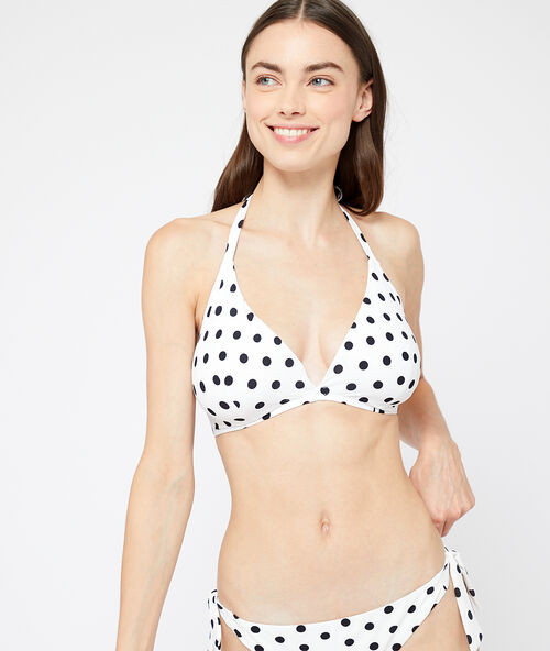 Miękka g&oacute;ra od kostiumu, deseń w groszki biały.