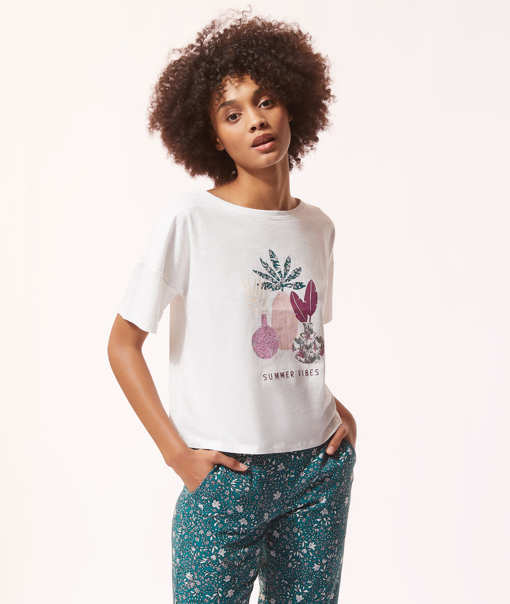 T-shirt z napisem 'don't be afraid of chocolate' ecru.