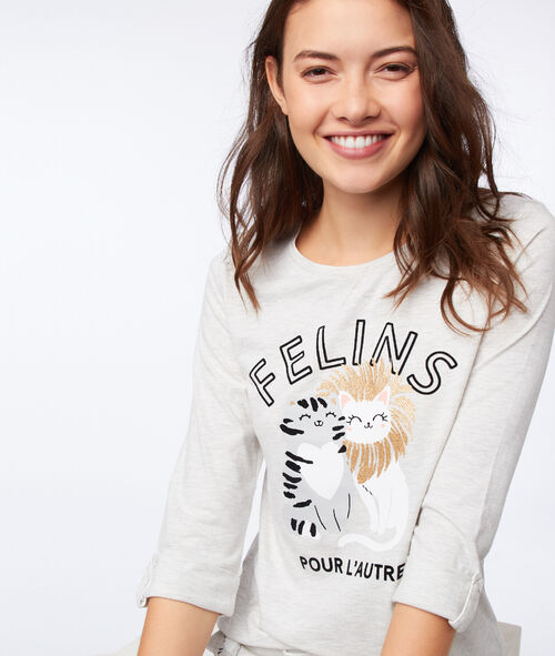 T-shirt z napisem, długie rękawy T-shirt z napisem, długie rękawy