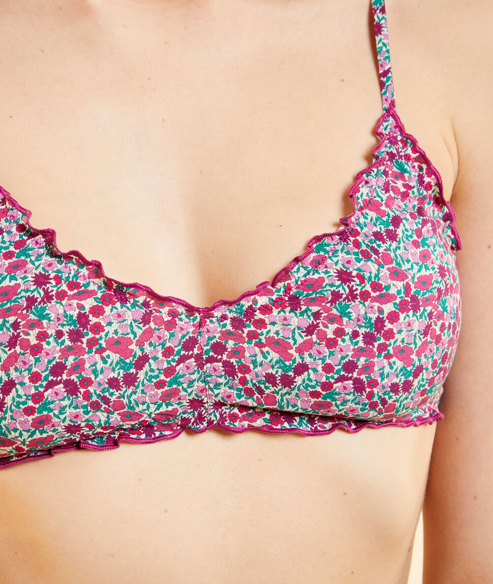 Biustonosz trójkątny made with liberty fabric fuksja.