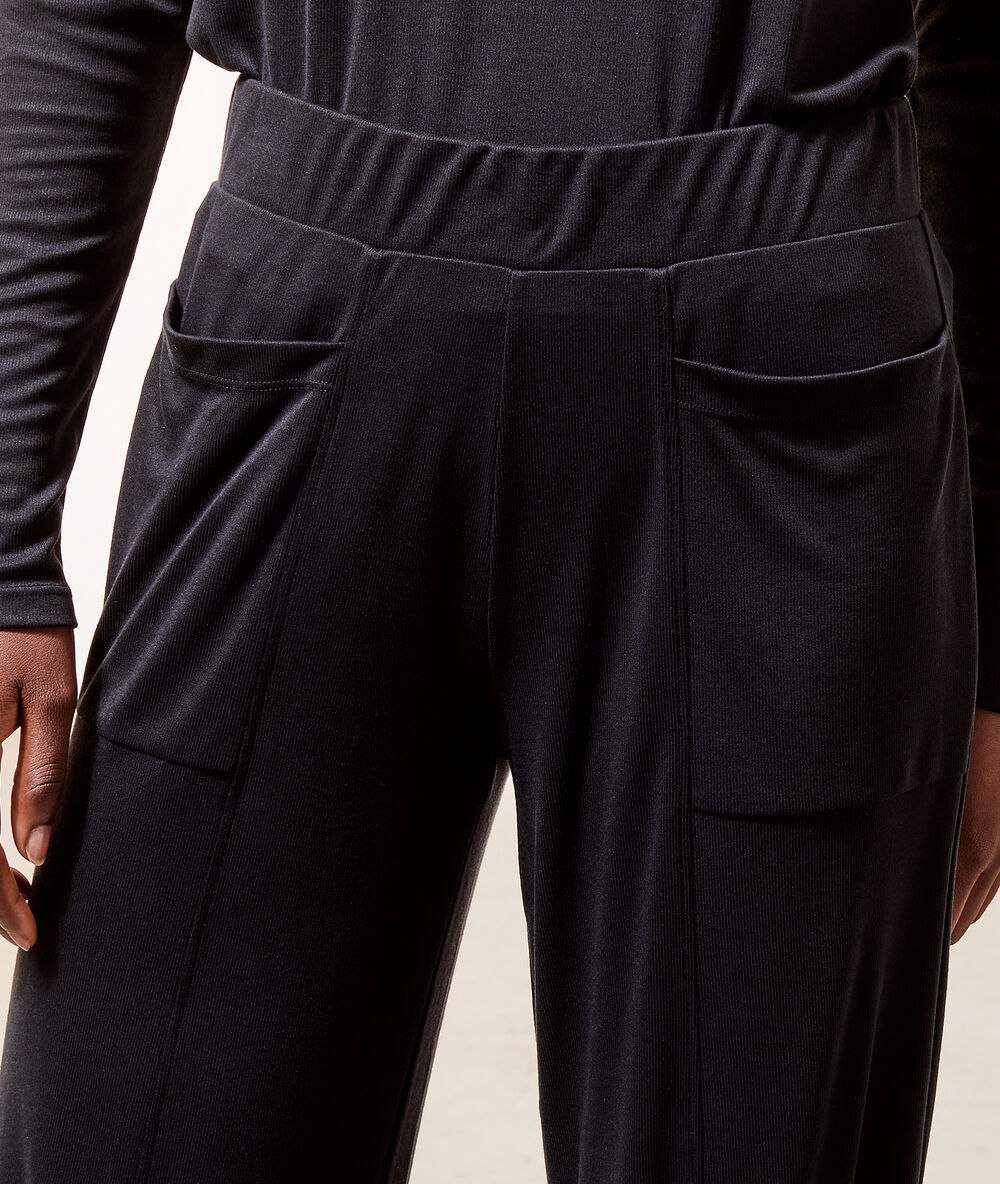 Spodnie homewear z kieszeniami czarny.