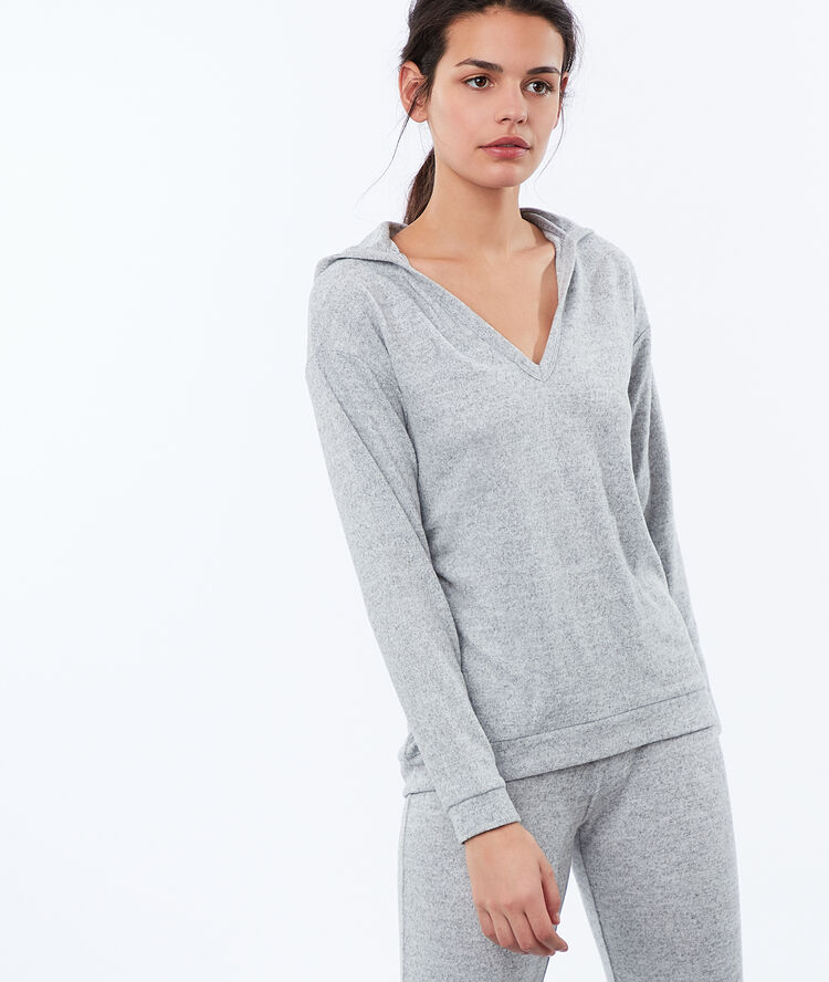 Bluza homewear w deseń typu melanż gris.