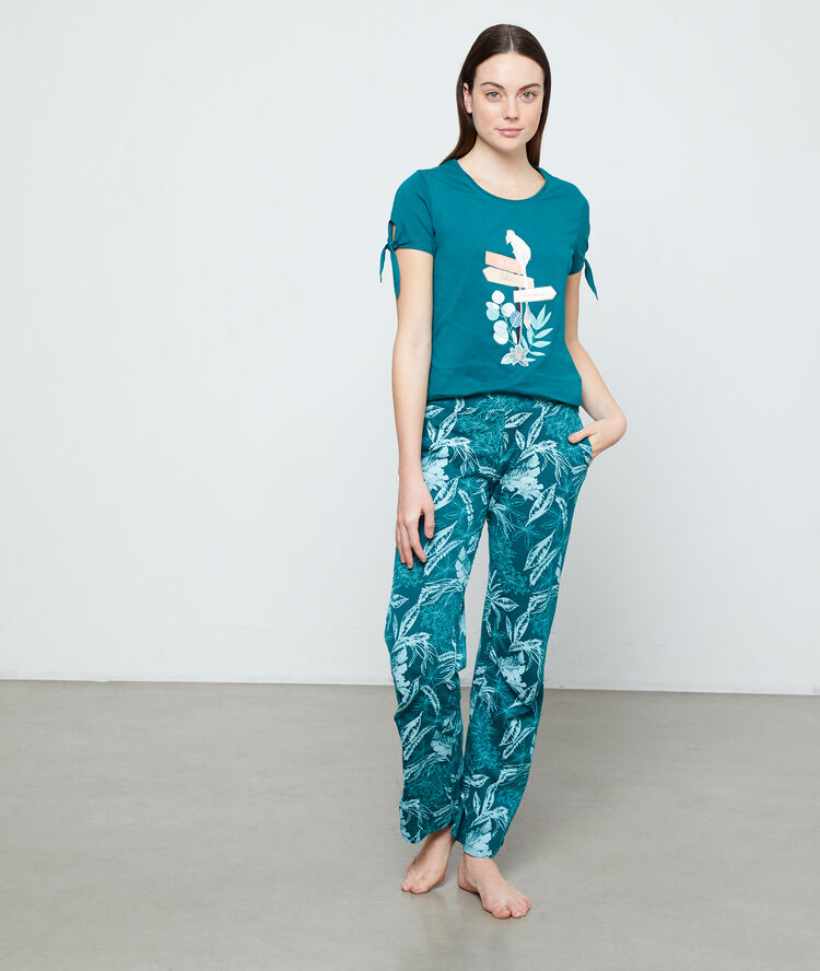 T-shirt z organicznej bawełny z napisem 'beach, uluru, paradise' zielony.