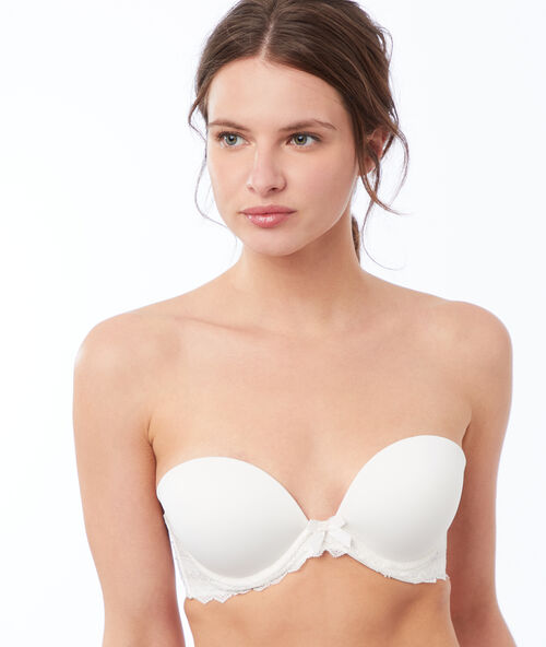 Opaska z mikrofibry i koronki, odpinane ramiączka ecru.