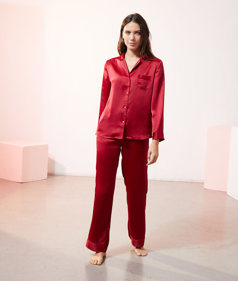 Spe ru - chemise pyjama d'homme satinée rouge.
