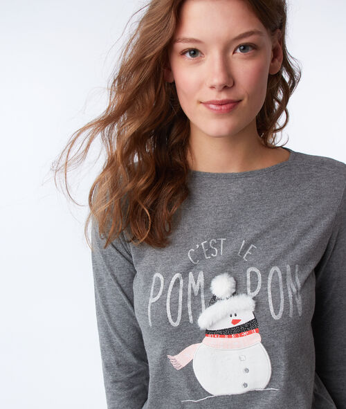 T-shirt z napisem i detalami ze sztucznego futerka T-shirt z napisem i detalami ze sztucznego futerka