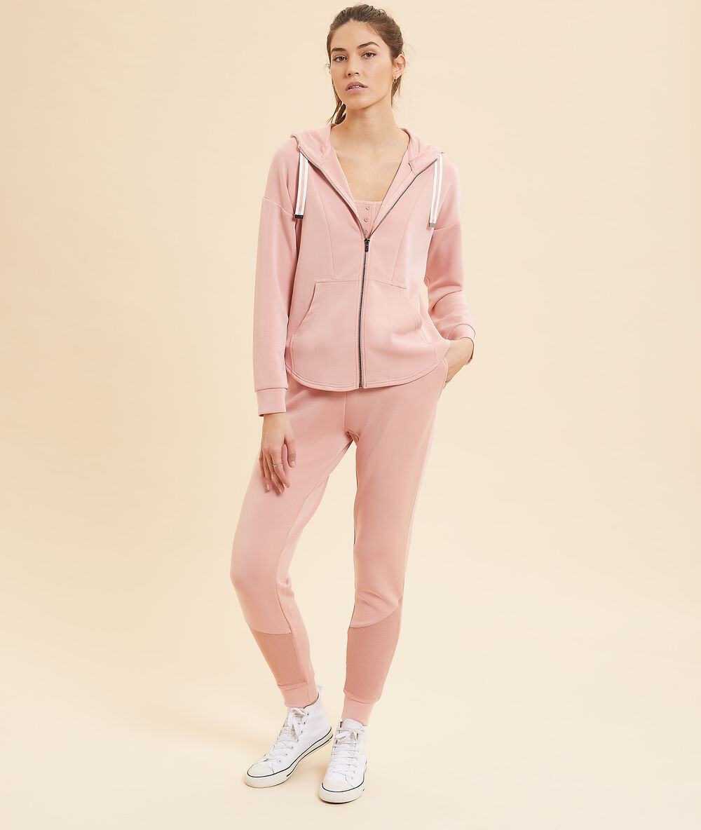 Bluza z kapturem zapinana na zamek błyskawiczny pudrowy róż.