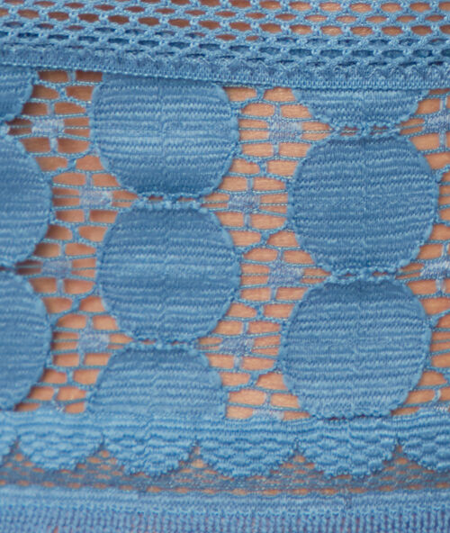 Majtki typu tanga z koronki w groszki bleu oxygene.
