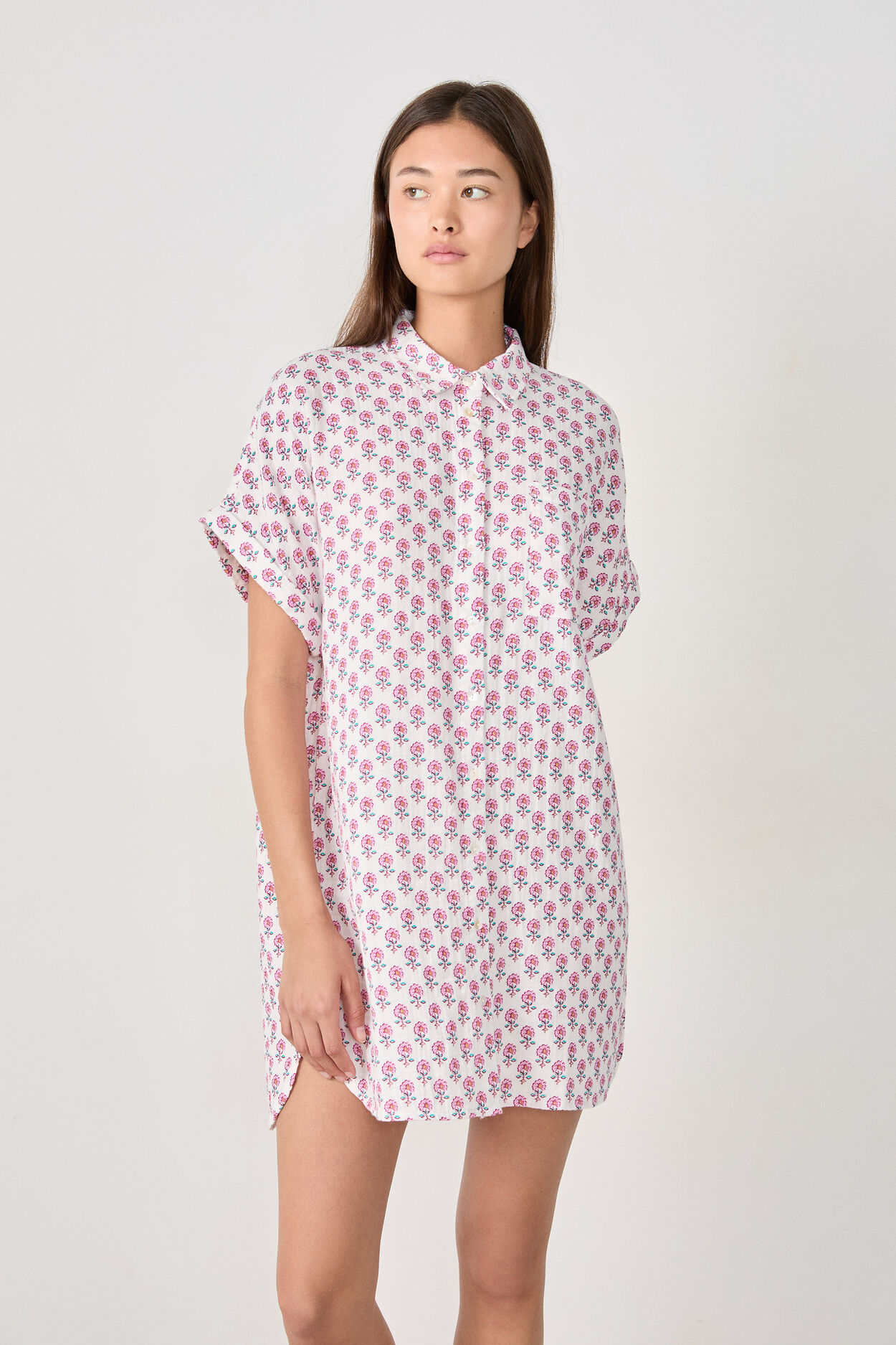 Chemise de nuit à imprimés en coton