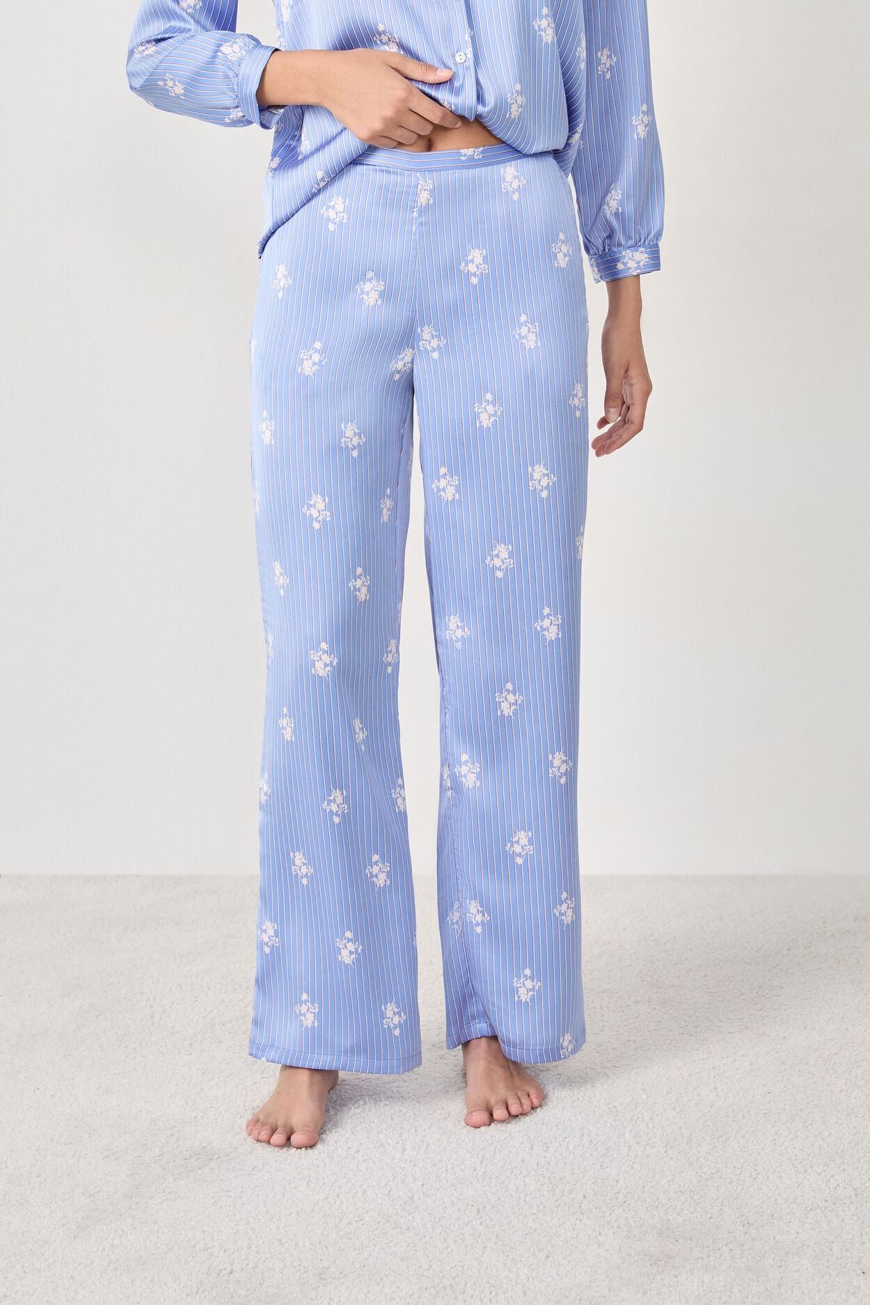 Pantalon de pyjama satiné à imprimés