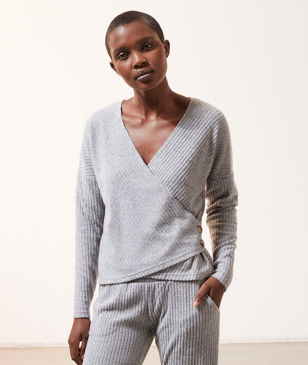 Top loungewear z dekoltem kopertowym Top loungewear z dekoltem kopertowym;${refinementColor}