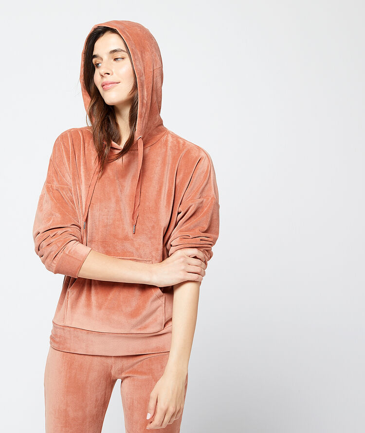Aksamitna bluza homewear ceglasty.