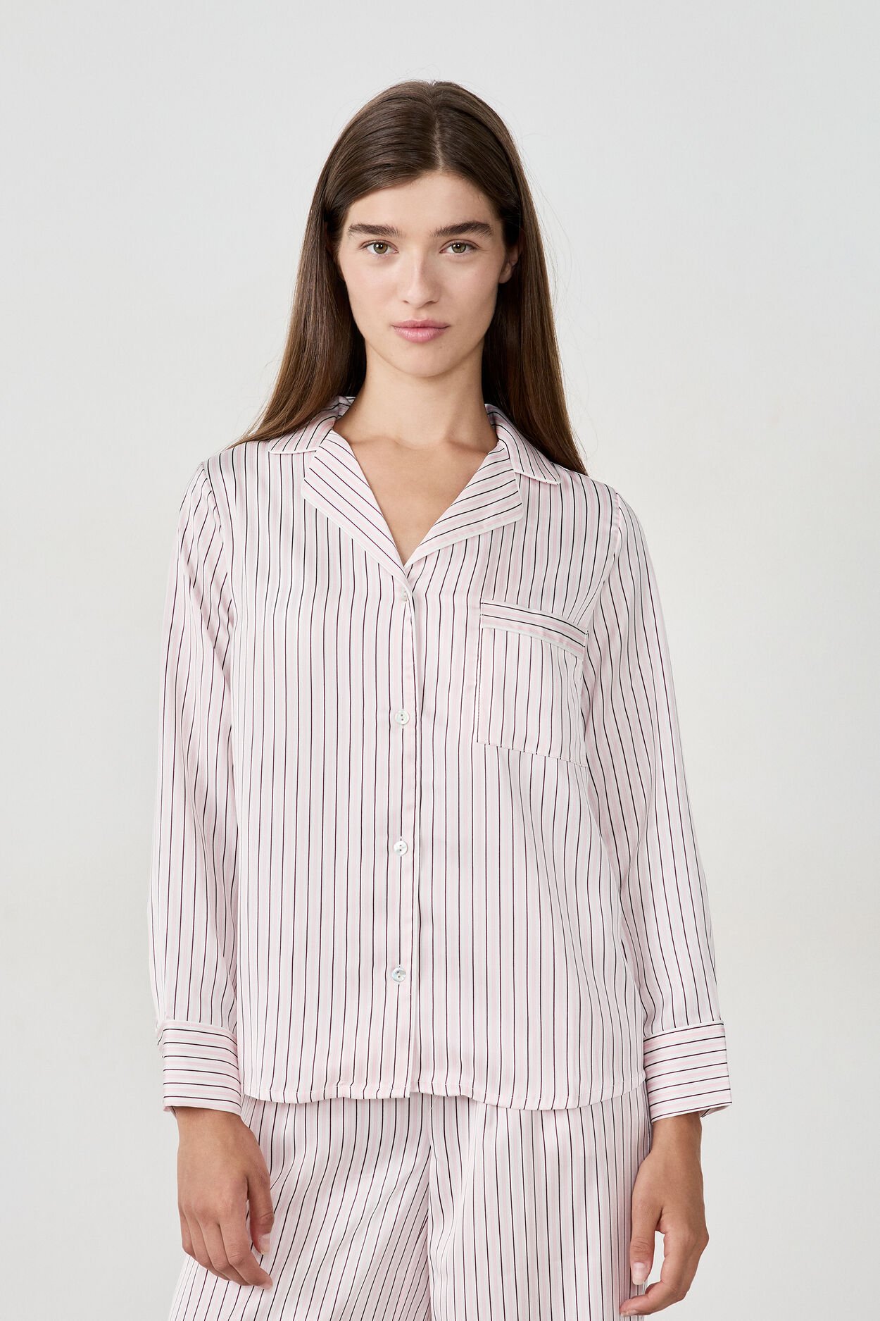 Chemise de pyjama en satin à rayures