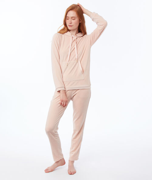 Aksamitne spodnie homewear ozdobione paskami z satyny Aksamitne spodnie homewear ozdobione paskami z satyny