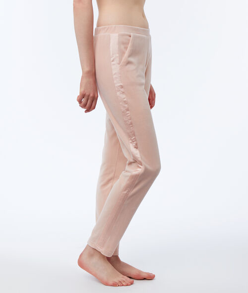 Aksamitne spodnie homewear ozdobione paskami z satyny Aksamitne spodnie homewear ozdobione paskami z satyny