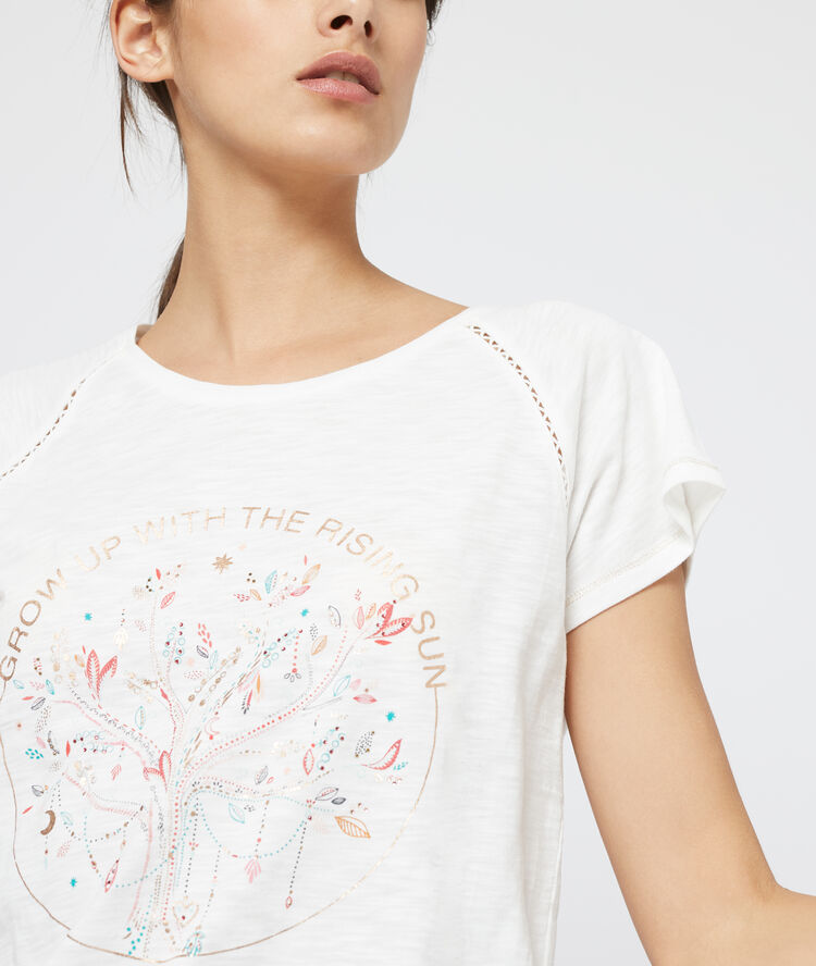 T-shirt z nadrukiem ecru.