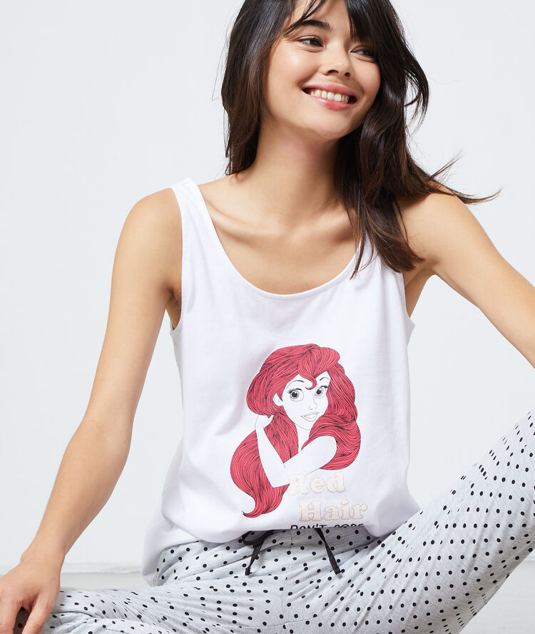 T-shirt z motywem księżniczki disneya i napisem "big hair don't care" biały.
