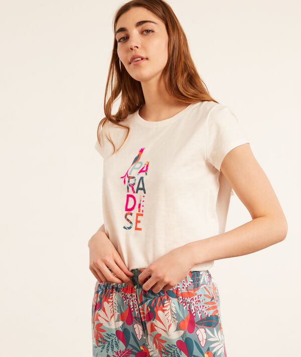 Top z krótkim rękawem i napisem 'paradise' Top z krótkim rękawem i napisem 'paradise';${refinementColor}