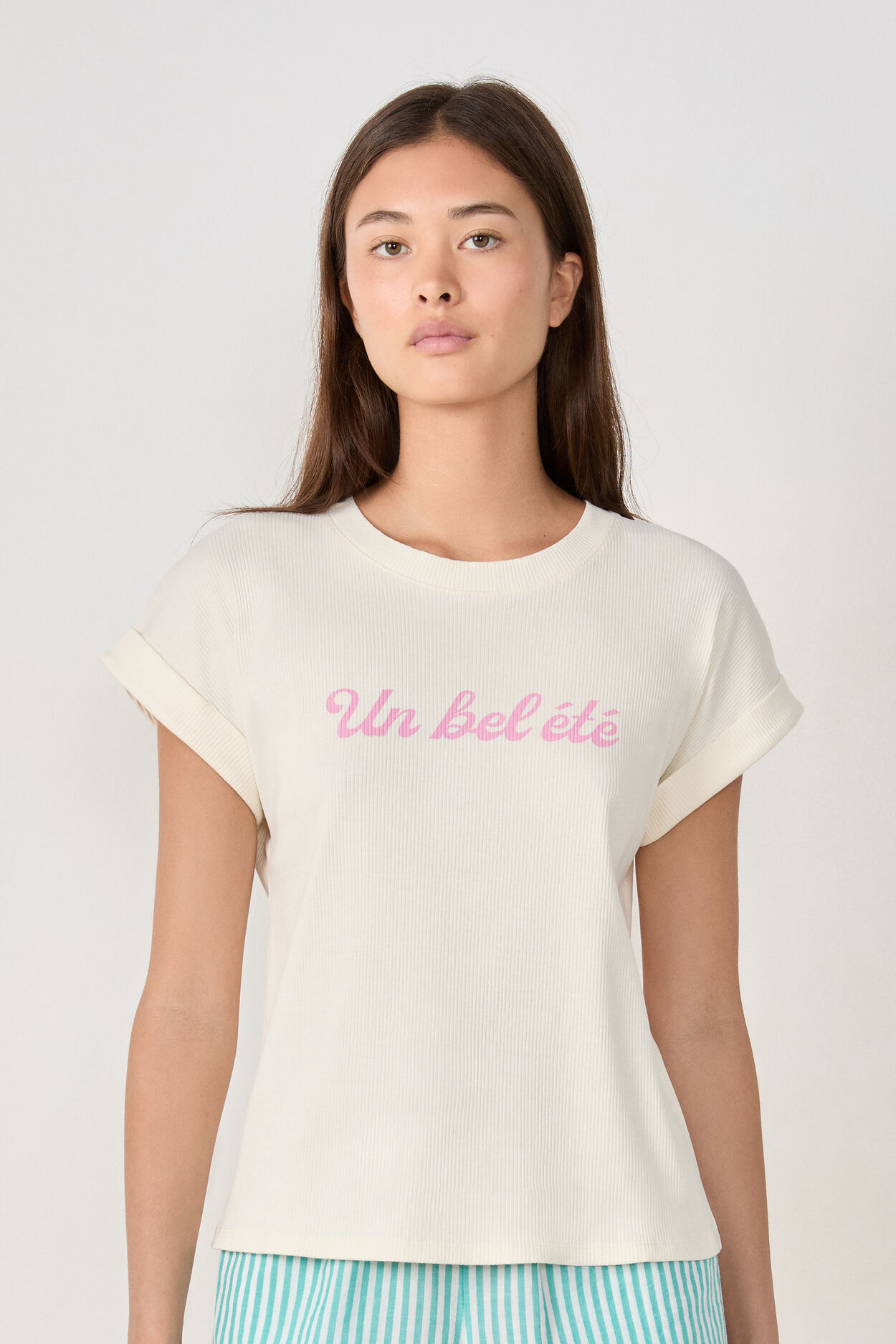 T-shirt de pyjama en coton côtelé