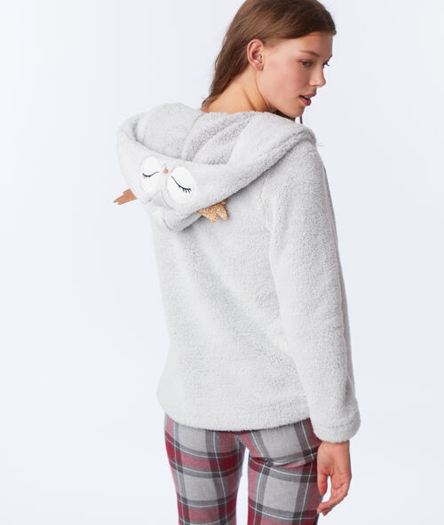 Rozpinana bluza homewear, sówka grey.