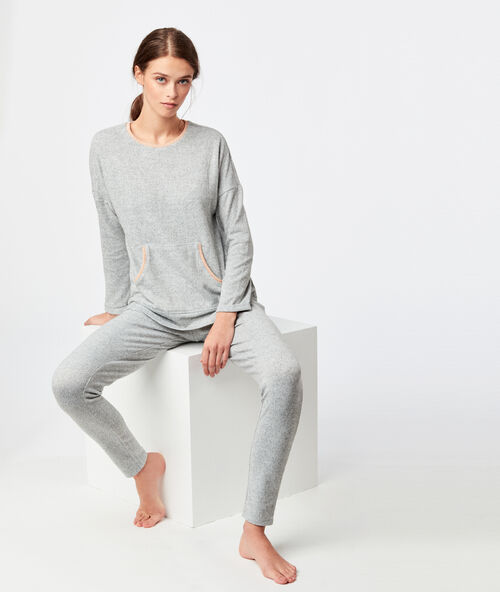 Spodnie legginsy w deseń typu melanż gris.