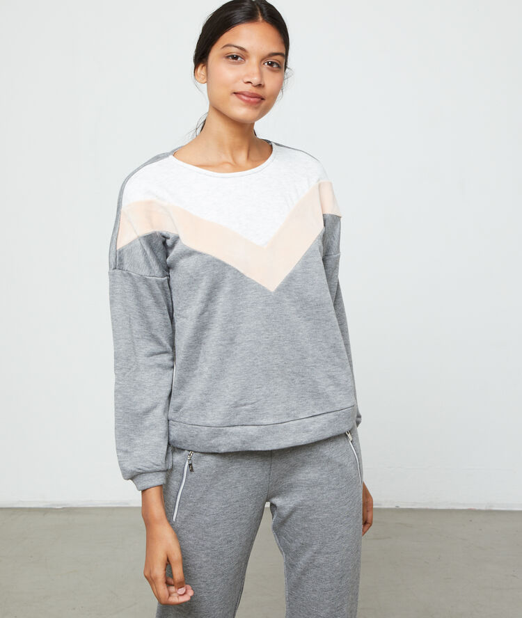 Graficzna bluza homewear szary.