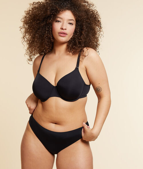 Miękki profilowany biustonosz z mikrofibry w jednolitym kolorze czarny.